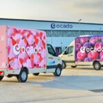 Percy Pig Ocado van outside distribution centre