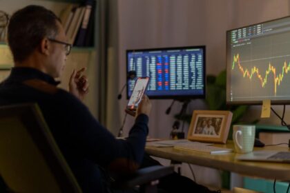 Trader on video call from his home office