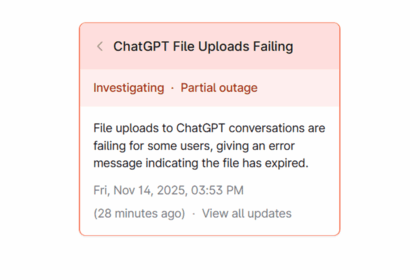 ChatGPT Outage Affects APIs And File Uploads