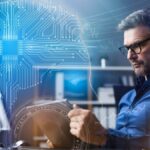 Man thinking about artificial intelligence investing algorithms