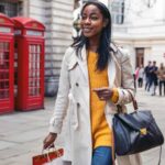 Young black woman walking in Central London for shopping